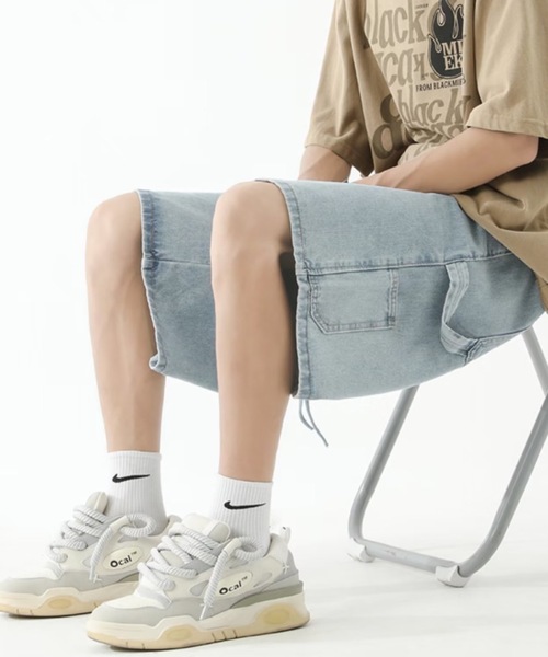 SHEPP（シープ）の「【26年春新作】【UNISEX】ワイドシルエット デニム バミューダパンツ（デニムパンツ・メンズ・ライトブルー/インディゴブルー・L/M）」の7枚目の写真