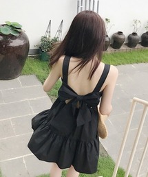 Mejoul | 【2026春夏新作】バックリボンギャザーフレアミニワンピース(ワンピース)