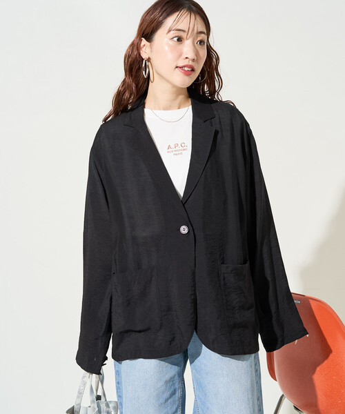 FREAK'S STORE(フリークスストア)の「限定展開 シアー テーラード ライトジャケット(テーラードジャケット・レディース・ブラック/ナチュラル/ライトグリーン・フリ-)」の17枚目の写真