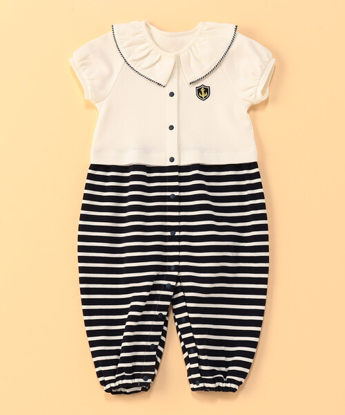 COMME CA ISM(コムサイズム)の「マリンフリル襟 ツーウェイオール(ロンパース・キッズ・オフホワイト・60-80cm)」の1枚目の写真