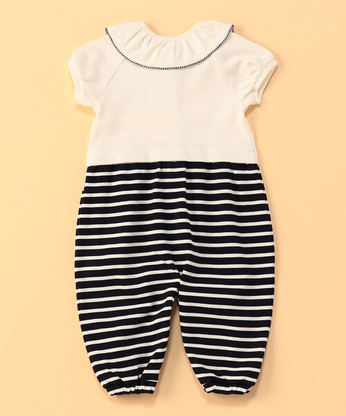 COMME CA ISM(コムサイズム)の「マリンフリル襟 ツーウェイオール(ロンパース・キッズ・オフホワイト・60-80cm)」の2枚目の写真