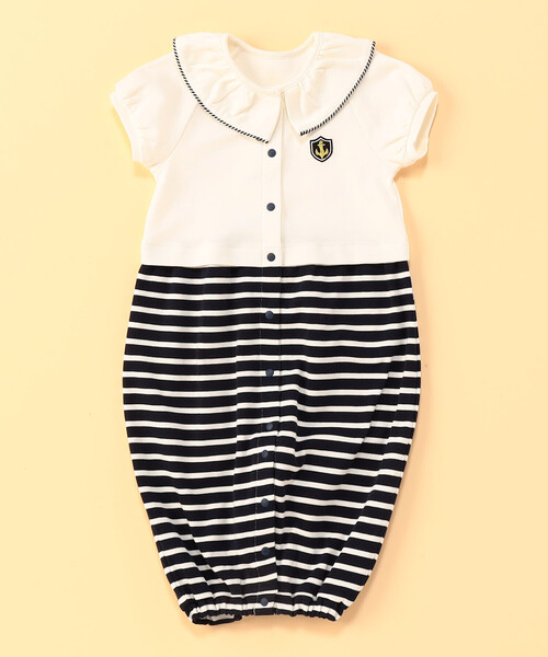 COMME CA ISM(コムサイズム)の「マリンフリル襟 ツーウェイオール(ロンパース・キッズ・オフホワイト・60-80cm)」の3枚目の写真