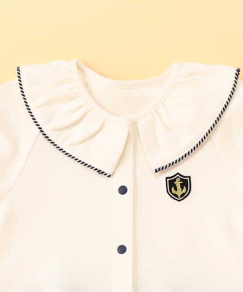 COMME CA ISM(コムサイズム)の「マリンフリル襟 ツーウェイオール(ロンパース・キッズ・オフホワイト・60-80cm)」の4枚目の写真