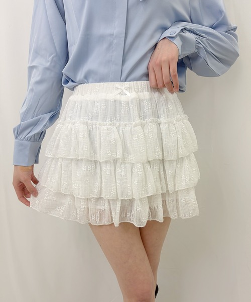 frunco（フランコ）の「【ZOZOTOWN限定】レースティアードミニスカート（スカート・レディース・ブラック/ブルー/ピンク/ホワイト・FREE）」の2枚目の写真