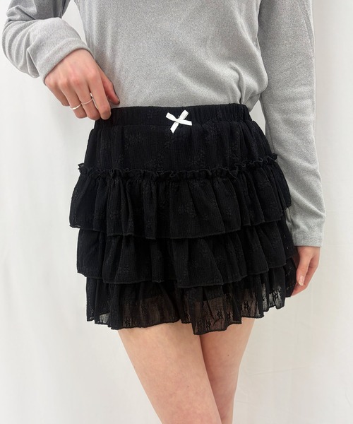 frunco（フランコ）の「【ZOZOTOWN限定】レースティアードミニスカート（スカート・レディース・ブラック/ブルー/ピンク/ホワイト・FREE）」の3枚目の写真