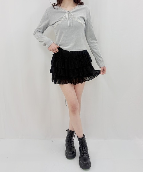 frunco（フランコ）の「【ZOZOTOWN限定】レースティアードミニスカート（スカート・レディース・ブラック/ブルー/ピンク/ホワイト・FREE）」の18枚目の写真