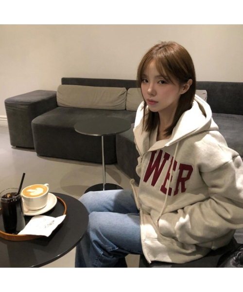 FLOWER ZIP UP HOOD (OATMEAL)