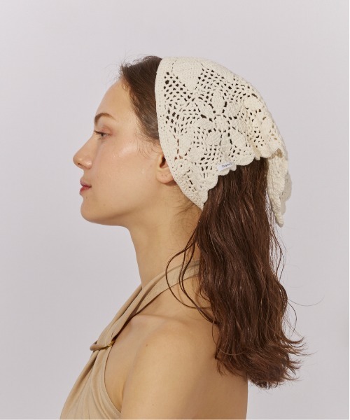 Chapeau d' O（シャポードオー）の「Chapeau d' O  Flower Croche Scarf / シャポードオー（ヘアバンド・レディース・ブラック/ブラウン/ホワイト・FREE）」の12枚目の写真