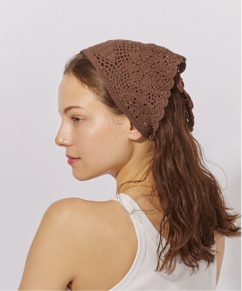 Chapeau d' O（シャポードオー）の「Chapeau d' O  Flower Croche Scarf / シャポードオー（ヘアバンド・レディース・ブラック/ブラウン/ホワイト・FREE）」の5枚目の写真