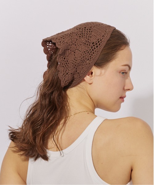 Chapeau d' O（シャポードオー）の「Chapeau d' O  Flower Croche Scarf / シャポードオー（ヘアバンド・レディース・ブラック/ブラウン/ホワイト・FREE）」の6枚目の写真