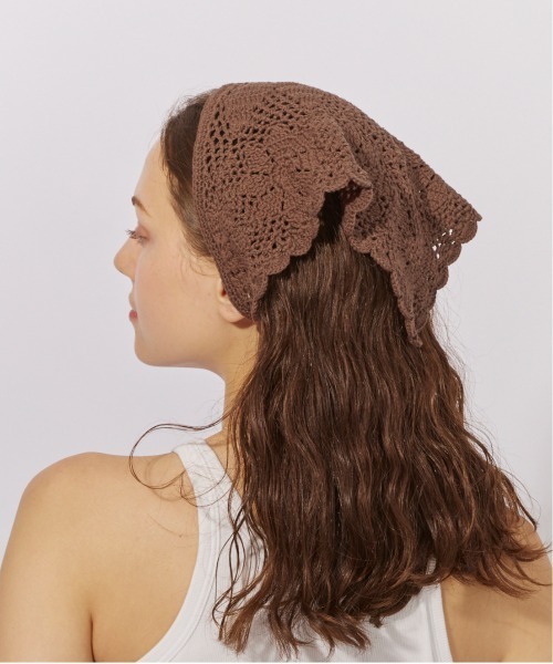 Chapeau d' O（シャポードオー）の「Chapeau d' O  Flower Croche Scarf / シャポードオー（ヘアバンド・レディース・ブラック/ブラウン/ホワイト・FREE）」の7枚目の写真