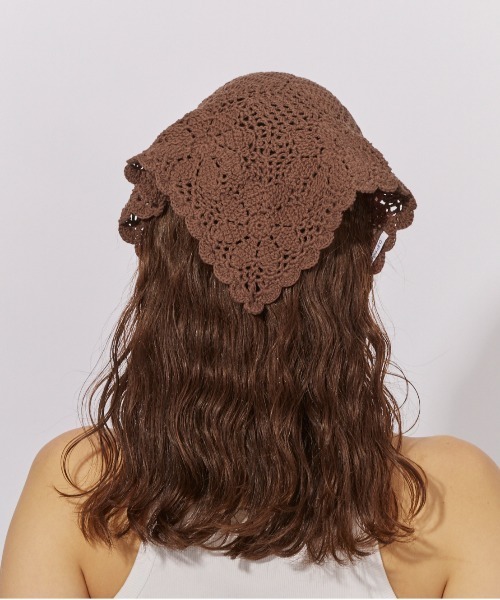Chapeau d' O（シャポードオー）の「Chapeau d' O  Flower Croche Scarf / シャポードオー（ヘアバンド・レディース・ブラック/ブラウン/ホワイト・FREE）」の8枚目の写真