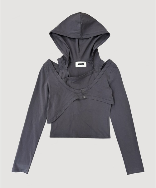 VIAVANDA（ヴィアヴァンダ）の「2WAY LAYERED TOP（その他トップス・レディース・グレー/ブラック・FREE）」の13枚目の写真