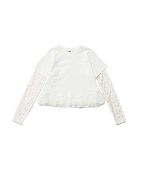 Lolime by mellfy memory(ロリミー バイ メルフィーメモリー)の「floral layered long sleeve(Tシャツ/カットソー・レディース・ホワイト/ピンク・M/LL)」の2枚目の写真