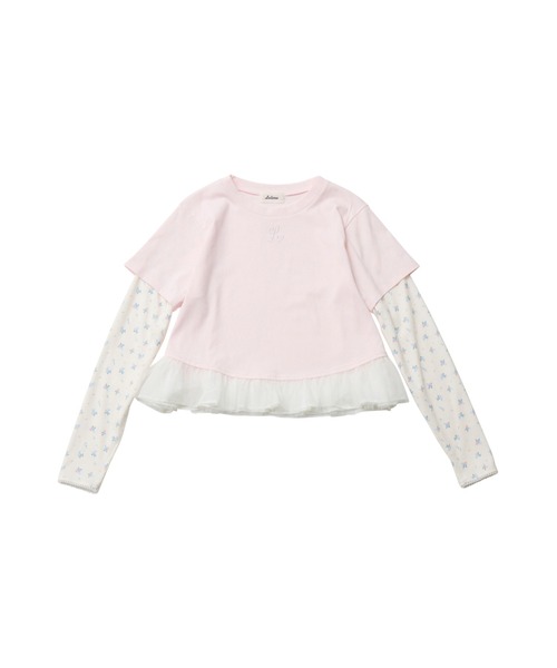 Lolime by mellfy memory(ロリミー バイ メルフィーメモリー)の「floral layered long sleeve(Tシャツ/カットソー・レディース・ホワイト/ピンク・M/LL)」の1枚目の写真