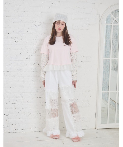 Lolime by mellfy memory(ロリミー バイ メルフィーメモリー)の「floral layered long sleeve(Tシャツ/カットソー・レディース・ホワイト/ピンク・M/LL)」の17枚目の写真