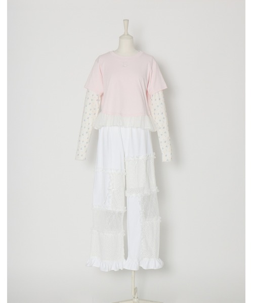 Lolime by mellfy memory(ロリミー バイ メルフィーメモリー)の「floral layered long sleeve(Tシャツ/カットソー・レディース・ホワイト/ピンク・M/LL)」の14枚目の写真