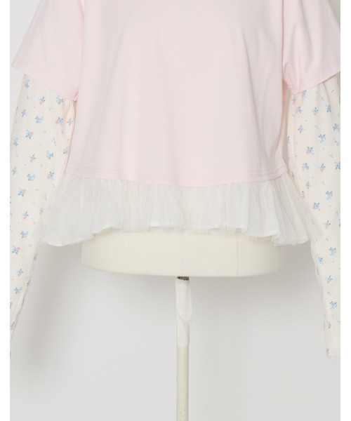 Lolime by mellfy memory(ロリミー バイ メルフィーメモリー)の「floral layered long sleeve(Tシャツ/カットソー・レディース・ホワイト/ピンク・M/LL)」の5枚目の写真