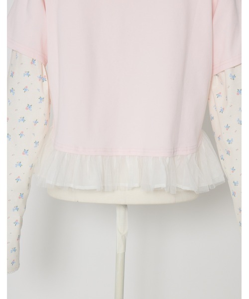 Lolime by mellfy memory(ロリミー バイ メルフィーメモリー)の「floral layered long sleeve(Tシャツ/カットソー・レディース・ホワイト/ピンク・M/LL)」の8枚目の写真