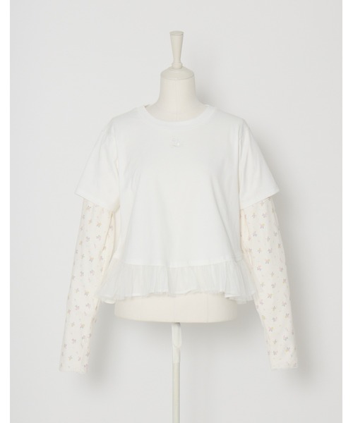 Lolime by mellfy memory(ロリミー バイ メルフィーメモリー)の「floral layered long sleeve(Tシャツ/カットソー・レディース・ホワイト/ピンク・M/LL)」の10枚目の写真