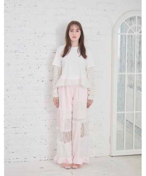 Lolime by mellfy memory(ロリミー バイ メルフィーメモリー)の「floral layered long sleeve(Tシャツ/カットソー・レディース・ホワイト/ピンク・M/LL)」の18枚目の写真