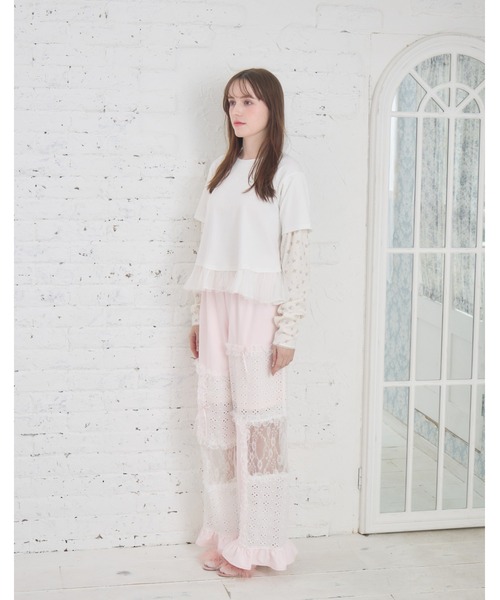 Lolime by mellfy memory(ロリミー バイ メルフィーメモリー)の「floral layered long sleeve(Tシャツ/カットソー・レディース・ホワイト/ピンク・M/LL)」の19枚目の写真