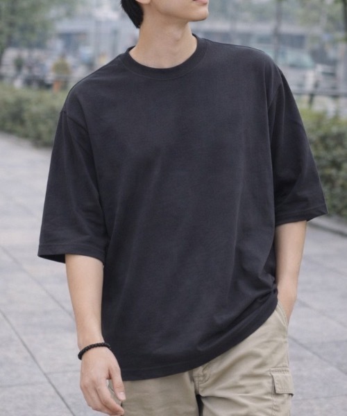 CREARE -LINO-(クレアーレリノ)の「シンプルルーズ無地T (ユニセックス)(Tシャツ/カットソー・メンズ・ネイビー/グリーン/ホワイト/チャコールグレー/ブラック/イエロー・LARGE/MEDIUM)」の4枚目の写真