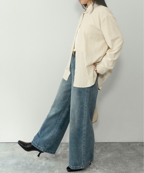 on:nue（オンニュ）の「【on:nue】[着用動画あり！/ストーン付き]  ヴィンテージライクセミワイアドデニムパンツ/2026 SS COLLECTION（デニムパンツ・レディース・ブルー/ブルー系その他・MEDIUM/SMALL）」の9枚目の写真