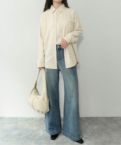 on:nue（オンニュ）の「【on:nue】[着用動画あり！/ストーン付き]  ヴィンテージライクセミワイアドデニムパンツ/2026 SS COLLECTION（デニムパンツ・レディース・ブルー/ブルー系その他・MEDIUM/SMALL）」の11枚目の写真