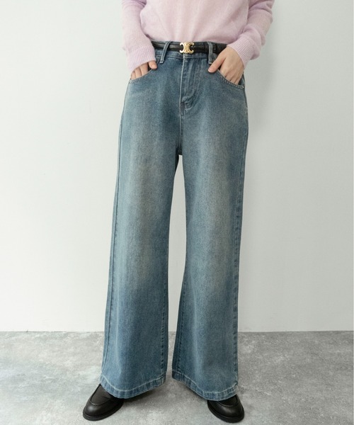 on:nue（オンニュ）の「【on:nue】[着用動画あり！/ストーン付き]  ヴィンテージライクセミワイアドデニムパンツ/2026 SS COLLECTION（デニムパンツ・レディース・ブルー/ブルー系その他・MEDIUM/SMALL）」の15枚目の写真