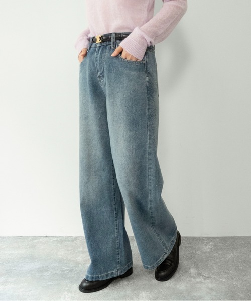 on:nue（オンニュ）の「【on:nue】[着用動画あり！/ストーン付き]  ヴィンテージライクセミワイアドデニムパンツ/2026 SS COLLECTION（デニムパンツ・レディース・ブルー/ブルー系その他・MEDIUM/SMALL）」の16枚目の写真