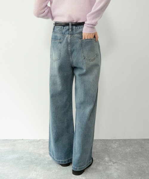 on:nue（オンニュ）の「【on:nue】[着用動画あり！/ストーン付き]  ヴィンテージライクセミワイアドデニムパンツ/2026 SS COLLECTION（デニムパンツ・レディース・ブルー/ブルー系その他・MEDIUM/SMALL）」の17枚目の写真