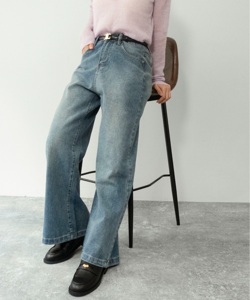 on:nue（オンニュ）の「【on:nue】[着用動画あり！/ストーン付き]  ヴィンテージライクセミワイアドデニムパンツ/2026 SS COLLECTION（デニムパンツ・レディース・ブルー/ブルー系その他・MEDIUM/SMALL）」の18枚目の写真