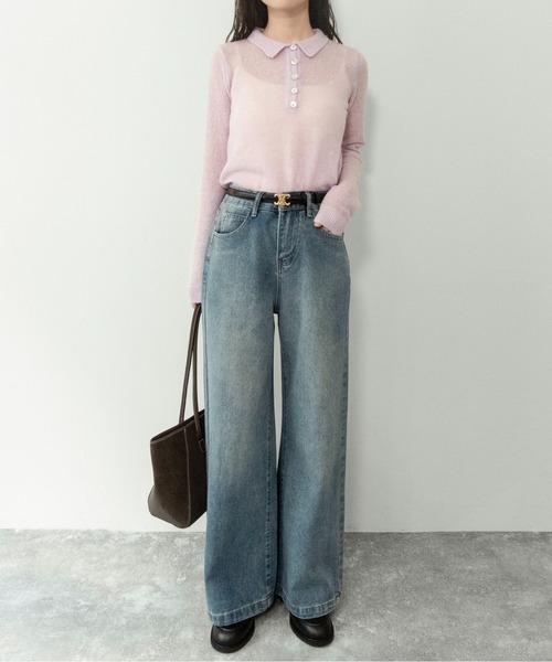 on:nue（オンニュ）の「【on:nue】[着用動画あり！/ストーン付き]  ヴィンテージライクセミワイアドデニムパンツ/2026 SS COLLECTION（デニムパンツ・レディース・ブルー/ブルー系その他・MEDIUM/SMALL）」の19枚目の写真