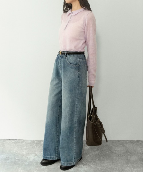 on:nue（オンニュ）の「【on:nue】[着用動画あり！/ストーン付き]  ヴィンテージライクセミワイアドデニムパンツ/2026 SS COLLECTION（デニムパンツ・レディース・ブルー/ブルー系その他・MEDIUM/SMALL）」の22枚目の写真