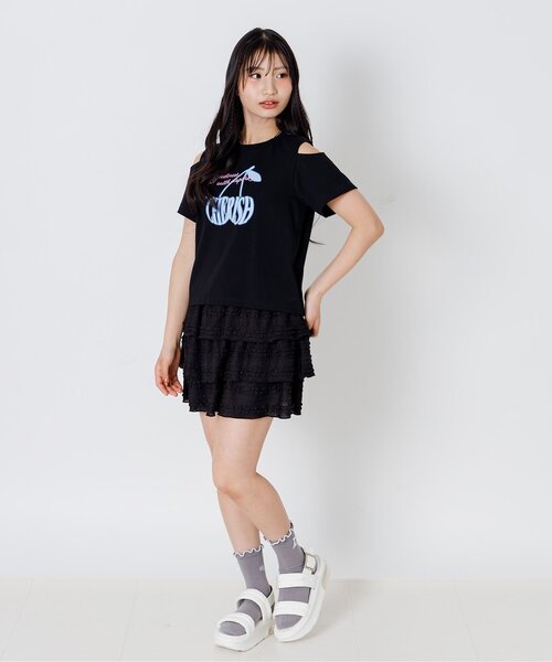 algy(アルジー)の「りぼん付きメロークルーソックス(ソックス/靴下・キッズ・ブラック/オフホワイト/グレー・21/24)」の22枚目の写真