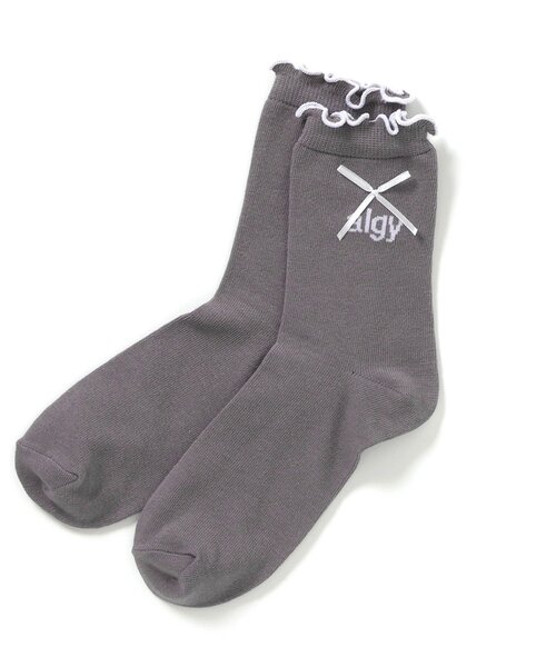 algy(アルジー)の「りぼん付きメロークルーソックス(ソックス/靴下・キッズ・ブラック/オフホワイト/グレー・21/24)」の14枚目の写真