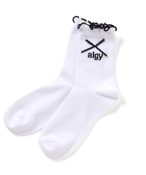 algy(アルジー)の「りぼん付きメロークルーソックス(ソックス/靴下・キッズ・ブラック/オフホワイト/グレー・21/24)」の15枚目の写真