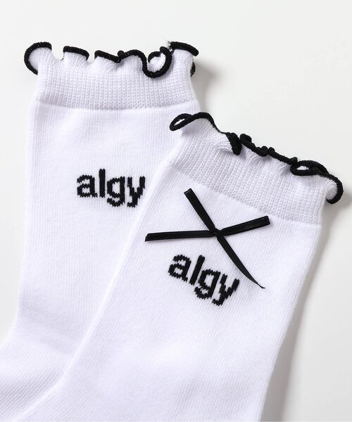 algy(アルジー)の「りぼん付きメロークルーソックス(ソックス/靴下・キッズ・ブラック/オフホワイト/グレー・21/24)」の4枚目の写真