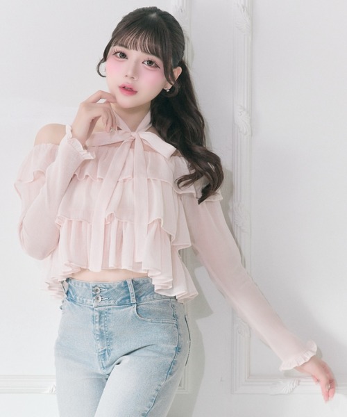 OLIVE des OLIVE（オリーブデオリーブ）の「【Belle Charme】Ribbon Choker Frill Blouse（シャツ/ブラウス・レディース・オフホワイト/ブラック/ピンク・FREE）」の3枚目の写真