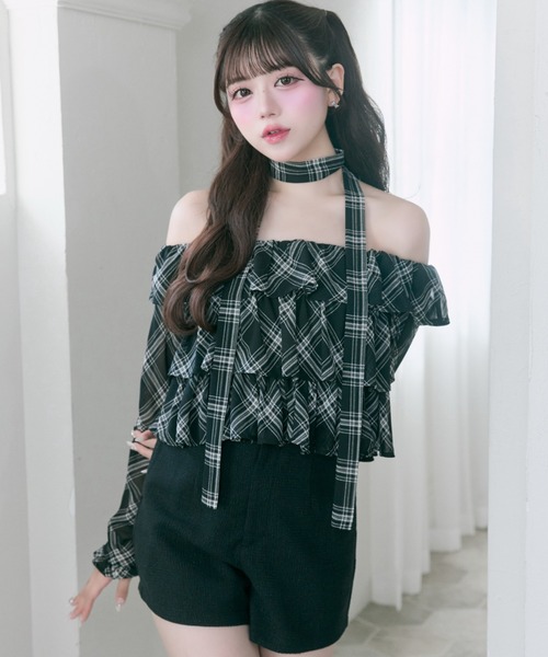 OLIVE des OLIVE（オリーブデオリーブ）の「【Belle Charme】Ribbon Choker Frill Blouse（シャツ/ブラウス・レディース・オフホワイト/ブラック/ピンク・FREE）」の11枚目の写真