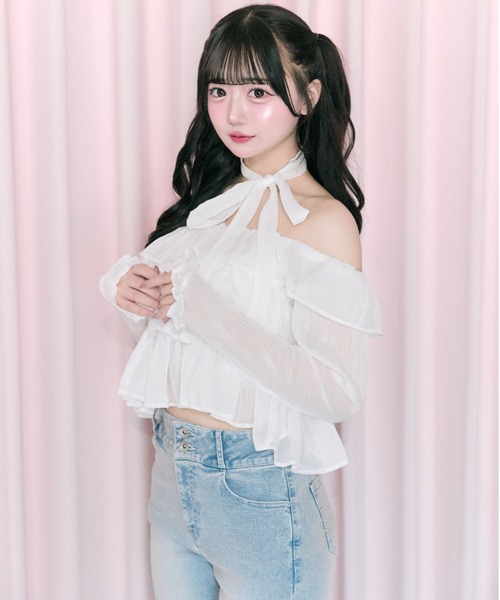 OLIVE des OLIVE（オリーブデオリーブ）の「【Belle Charme】Ribbon Choker Frill Blouse（シャツ/ブラウス・レディース・オフホワイト/ブラック/ピンク・FREE）」の22枚目の写真