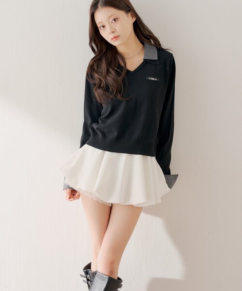 Chico（チコ）の「レイヤードバルーンミニスカート（スカート・レディース・ブラック/ベージュ/アイボリー・FREE）」の5枚目の写真