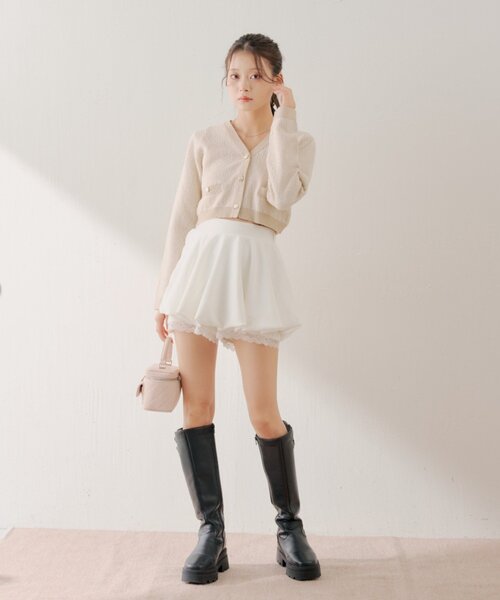 Chico（チコ）の「レイヤードバルーンミニスカート（スカート・レディース・ブラック/ベージュ/アイボリー・FREE）」の7枚目の写真