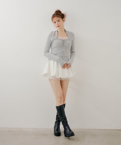 Chico（チコ）の「レイヤードバルーンミニスカート（スカート・レディース・ブラック/ベージュ/アイボリー・FREE）」の9枚目の写真