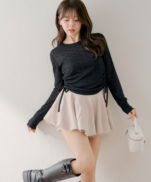 Chico（チコ）の「レイヤードバルーンミニスカート（スカート・レディース・ブラック/ベージュ/アイボリー・FREE）」の17枚目の写真