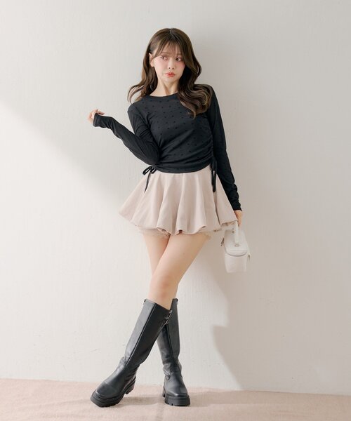 Chico（チコ）の「レイヤードバルーンミニスカート（スカート・レディース・ブラック/ベージュ/アイボリー・FREE）」の18枚目の写真