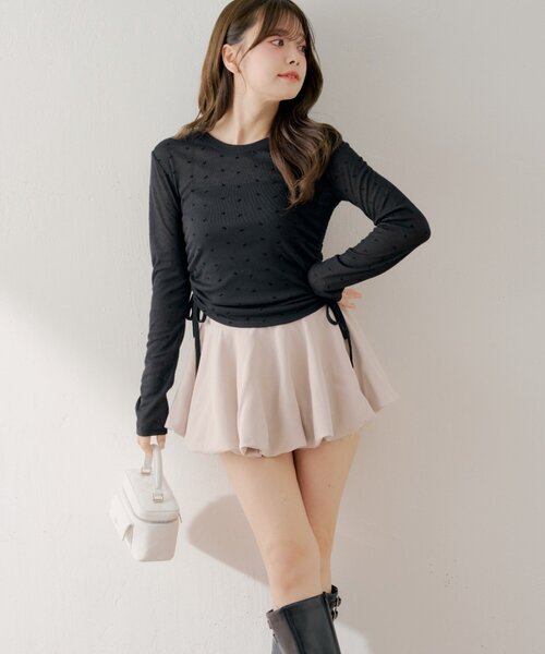 Chico（チコ）の「レイヤードバルーンミニスカート（スカート・レディース・ブラック/ベージュ/アイボリー・FREE）」の20枚目の写真