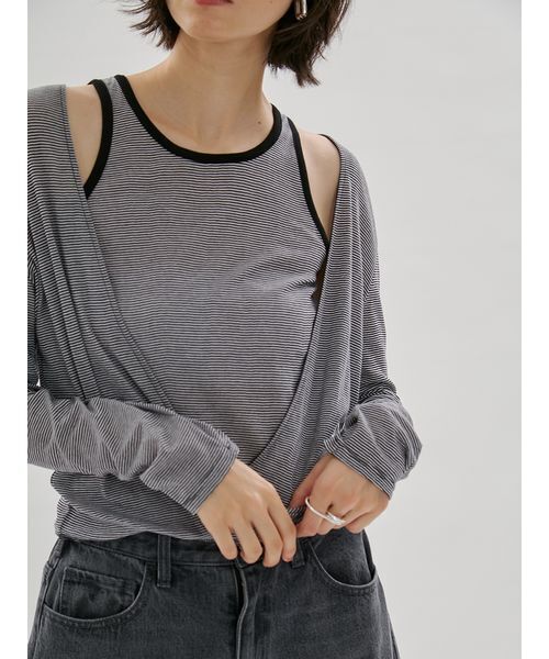 emmi(エミ)の「レイヤードライクカットソー/接触冷感(Tシャツ/カットソー・レディース・ブラック/その他・F)」の2枚目の写真