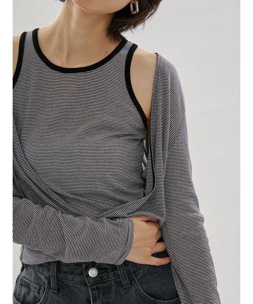 emmi(エミ)の「レイヤードライクカットソー/接触冷感(Tシャツ/カットソー・レディース・ブラック/その他・F)」の6枚目の写真